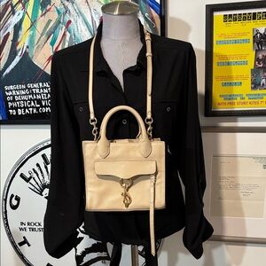 Rebecca Minkoff Megan Mini Tote Beige Crossbody Bag